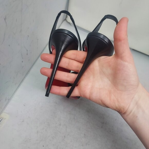 Christian Louboutin O Marylin Leather Black Strappy Heel Sandal - Picture 10 of 12